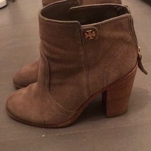 Tory Burch tan suede ankle booties